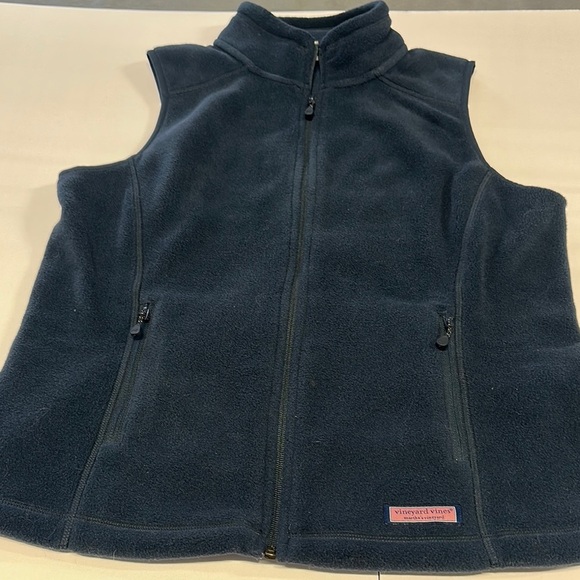 Vineyard Vines Blue Fleece Vest High Collar - Picture 1 of 8